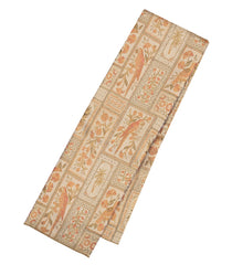 Taupe Handloom Kanchipuram Silk Saree With Meena Bird Motifs-KA15567