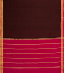 Dark Brown Woven Mysore Silk Saree With Contrast Border-MS3732
