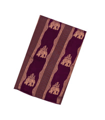 Dark Magenta Woven Blended Viscose Saree With Stripes & Elephant Buttas-BL4994