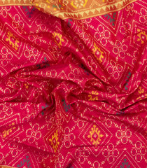 Pink Handloom Rajkot Patola Silk Saree With Ikat Motifs-IK0441