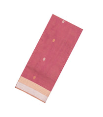 Peach Handloom Maheswari Silk Cotton Saree With Buttas-SC4120