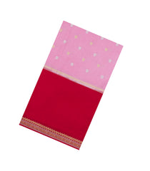 Bubblegum Pink Woven Blended Viscose Saree With Zari Buttas & Contrast Border-BL5515
