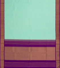 Turquoise Handloom Korvai Kanchipuram Silk Saree With Purple Border-KA13995