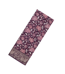 Lilac Printed Chanderi Cotton Saree With Zari Border-CC1564