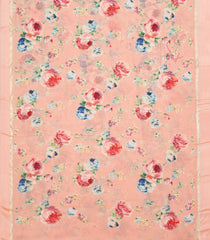 Light Peach Woven Georgette Silk Saree With Printed Floral Motifs-PS0566