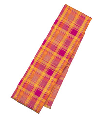 Pink & Peach Handloom Kanchipuram Silk Saree With Silk & Zari Checks-KA15871
