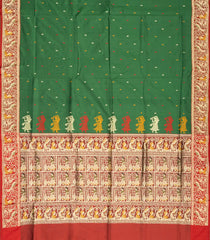 Dark Green Handloom Banarasi Silk Saree With Meena Floral Motifs-BE1603