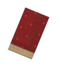 Maroon Handloom Silk Cotton Saree With Stripes & Buttas-SC4685