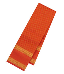Red Handloom Kanchipuram Silk Saree With Zari Checks-KA16149