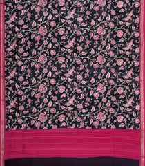 Black Woven Chanderi Cotton Saree With Printed Motifs-CC1700