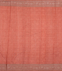 Rust Printed Chanderi Cotton Saree With Floral Motifs & Zari Border-CC1669