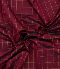 Maroon Handloom Silk Cotton Saree With Checks-SC4679