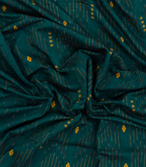 Teal Woven Orissa Cotton Saree With Buttas & Stripes-OR0881