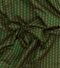 Green Handloom Silk Cotton Saree With Zari Checks-SC4271