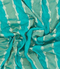 Turquoise Woven Synthetic Satin Saree With Floral Zari Motifs-BL4858