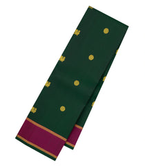 Dark Green Handloom Kanchipuram Silk Saree With Zari Buttas-KA15249