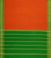 Red Woven Mysore Silk Saree With Contrast Green Border-MS3260