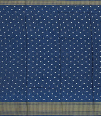 Navy Blue Printed Synthetic Dola Silk Saree With Floral Motifs & Zari Stripes-SY0468