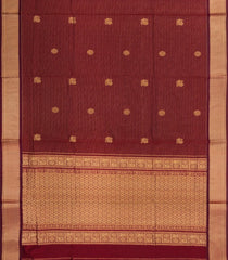 Crimson Handloom Silk Cotton Saree With Zari Chekcs & Buttas-SC4063