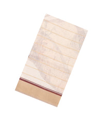 Cream Printed Synthetic Dupion Saree With Zari Stripes & Brown Border-SY0242