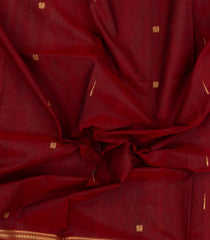 Maroon Handloom Silk Cotton Saree With Buttas-SC4361