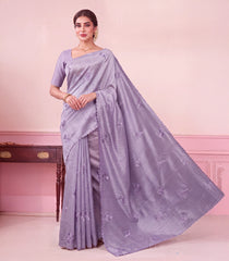 Lilac Woven Synthetic Super Silk Saree With Embroidered Motifs -SY0615