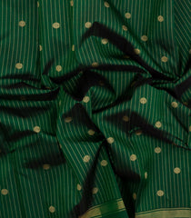 Dark Green Handloom Kanchipuram Silk Saree With Zari Stripes-KA15113