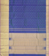 Blue Handloom Kanchipuram Silk Saree With Buttas & Zari Border-KA15699