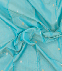 Turquoise Handloom Maheswari Silk Cotton Saree With Buttas-SC4139