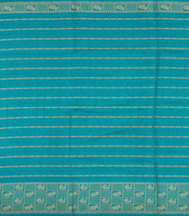 Cyan Woven Synthetic Dola Silk Saree With Zari Stripes-BL5714
