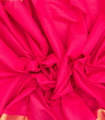 Hot Pink Woven Chirala Cotton Saree With Stripes & Zari Border-CR1314