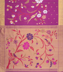 Magenta Handloom Kanchipuram Silk Saree With Meena Motifs-KA15830