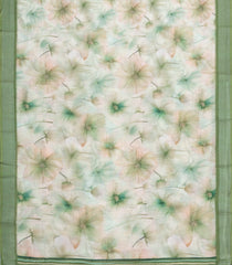 Light Green Printed Synthetic Linen Saree With Floral Motifs-SY0208