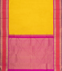 Yellow Handloom Korvai Kanchipuram Silk Saree With Zari Checks-KA15915