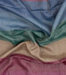 Multi Colour Handloom Linen Saree With Stripes-LI0742