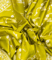 Neon Green Woven Dupion Silk Saree With Floral Buttas-DS0513