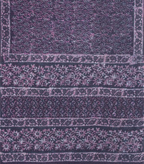Dark Grey Printed Jaipur Cotton Saree With Floral Motifs-JC1827