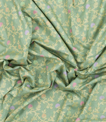 Cardamom Green Handloom Banarasi Silk Saree With Meena Floral Motifs-BE1920