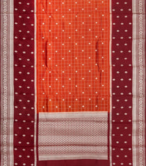 Orange Woven Banarasi Poona Silk Saree With Checks & Buttas-BP1008