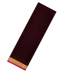 Dark Brown Woven Mysore Silk Saree With Contrast Border-MS3412