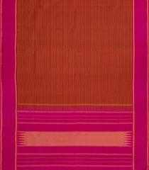 Crimson & Rust Handloom Kanchipuram Silk Saree With Checks & Contrast Border-KA13908