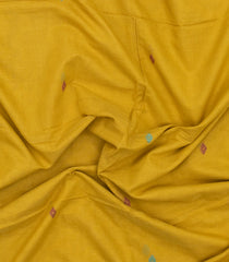 Mustard Handloom Bengal Cotton Saree With Meena Buttas-BG1995