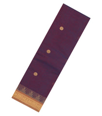 Burgundy Handloom Kanchi Cotton Saree With Chakaram Buttas-KC1833