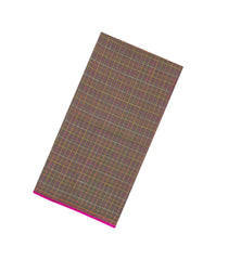 Dark Beige Handloom Bengal Cotton Saree With Checks-BG1998