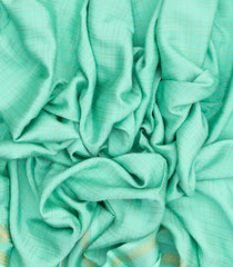 Aquamarine Woven Mysore Crepe Pure Zari Silk Saree With Zari Checks-MS3148