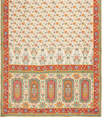 Off White Printed Blended Viscose Saree With Position Printed Floral Motifs-BL5983