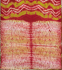 Red Printed Chanderi Cotton Saree With Tie & Dye Motifs-CC1375