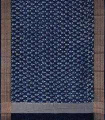 Midnight Blue Woven Chanderi Cotton Saree With Printed Floral Motifs