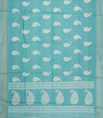 Turquoise Printed Synthetic Dola Silk Saree With Zari Stripes & Border-SY0305