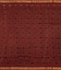 Black Printed Chanderi Cotton Saree With Zari Border-CC1647